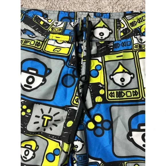 Trukfit Men’s  36 Swim Board Shorts Blue Green Gray Pockets Lil Wayne Pool Party - Picture 3 of 16